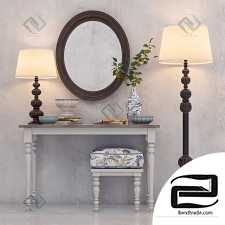 Decorative set from a dressing table with a pouf, lamps and decor