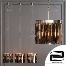 Pendant Lamp Restoration Hardware 1920S ODEON RHYS SMOKE GLASS PRISM ROUND CHANDELIER