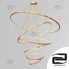 Pendant Lamp Gold and Nickel Led Swirl Six Ring Chandeliers