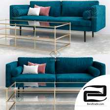 Sofa Sofa Monroe Mid Century Celestial Blue