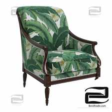 Arm Chair Harwood Accent Palm Leaf