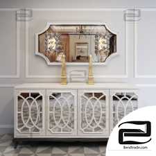 Cabinets, dressers Sideboards, chests of drawers High End Italian White Fretwork Mirrored