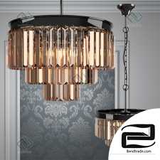 Hanging lamp RH 1920s Odeon Smoke Glass Fringe Chandelier