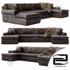 Sofa RH Lancaster leather u-chaise sectional