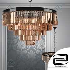 Pendant Lamp RH 1920s Odeon Smoke Glass Fringe Chandelier