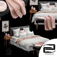 Bed Bed Scandinavian Set