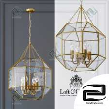 Hanging Lamp Glass & Metal Cage Pendant Gold 4