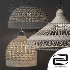 Three wicker lampshades pendant lamp