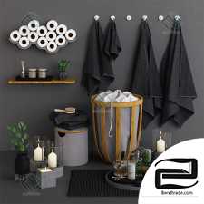 Bathroom Decor Bamboo & Concrete Set