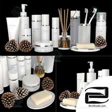 Bathroom decor Set of white cosmetics