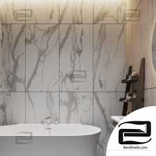 Contemporary marble bathroom 3d scene interior 