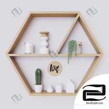 Decorative set Decor set with plants on the shelf