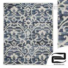 Carpets Carpets RH Scroll Vintage Denim and Wool Flatweave