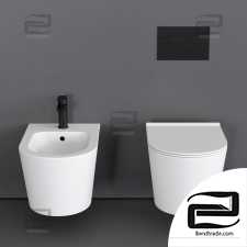 Toilet and Bidet Alice Ceramica Form Wall-Hung toilet and Bidet