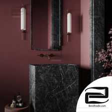 Bathroom red and black 3d scene