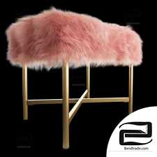 Ottoman Homepop Decor Faux Fur Square