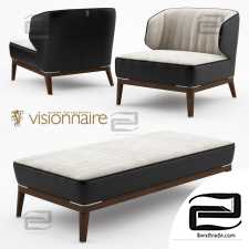 Blondie leather armchair and bench Visionnaire