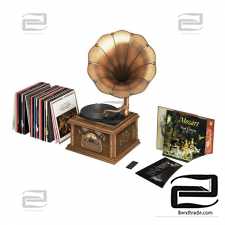 Decorative Set with Plastic Gramophone