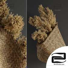 Pampas flower in hand basket