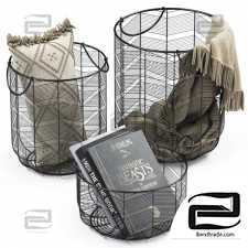 Three metal baskets with a blanket 44