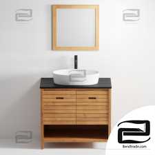 Sink furniture LA REDOUTE INTERIEURS Saturn acacia 90 cm