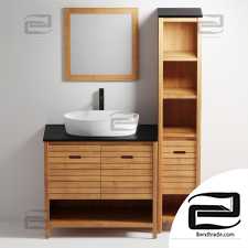 Bathroom furniture set LA REDOUTE INTERIEURS Saturn acacia 90 cm, storage column