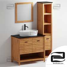 Bathroom furniture set LA REDOUTE INTERIEURS Saturn acacia 90 cm, storage column