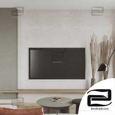 Eco minimalistic Living room + Kitchen 3d scene interior