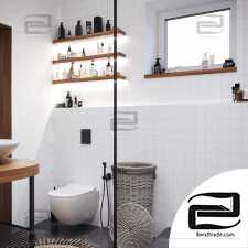 Toilet Black and White 3D Scenes