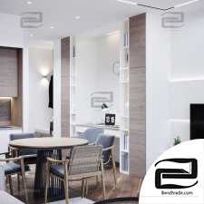 Kitchen and Lounge White 2017 3D Scene Interior