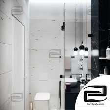 Bathroom Black and White 2017 3D Scene