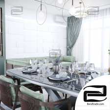Kitchen and Lounge Classic Mint 2017 3D Scene Interior
