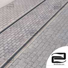 Paving stones with road