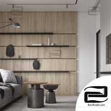 Modern Wood Gray Livingrom 3D scene interior
