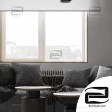 Modern Wood Gray Livingrom 3D scene interior
