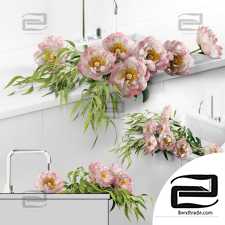 Peonies in sink