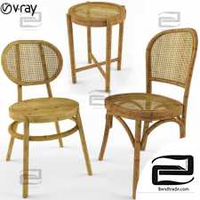 Rattan 3 chairs