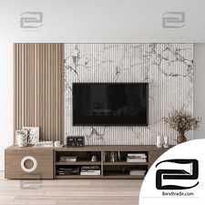TV wall Stone and Wood 008