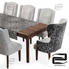 Dove Gray Velvet Dining Chairs & table