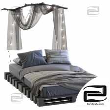 Loft style pallet bed