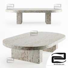 Vintage travertine oval tables