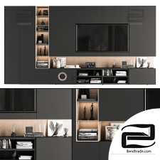 TV Wall Black and Wood - Set 12