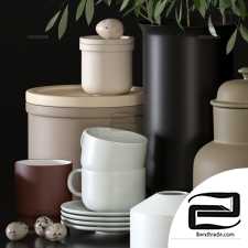 Decorative set with dishes for the kitchen