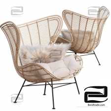 HK Living Natural Rattan Egg Chairs