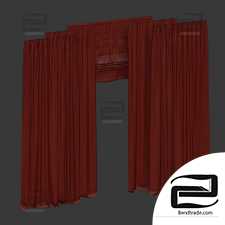 Brown curtains in two colors with tulle and Roman.