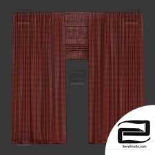 Brown curtains in two colors with tulle and Roman.