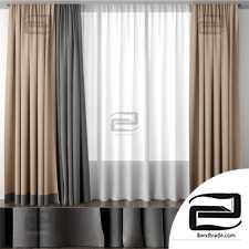 Beige curtains with a stripe at the bottom