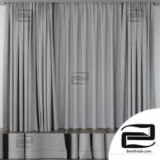 Beige curtains with a stripe at the bottom