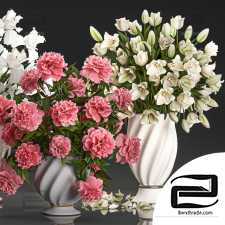 Bouquet set 110. White bouquets, flowers, vase, Peonies, White tulips, Iris