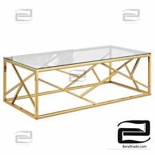 Coffee table Serene Furnishing Chrome Marble Top coffee table, Gold Clear Glass